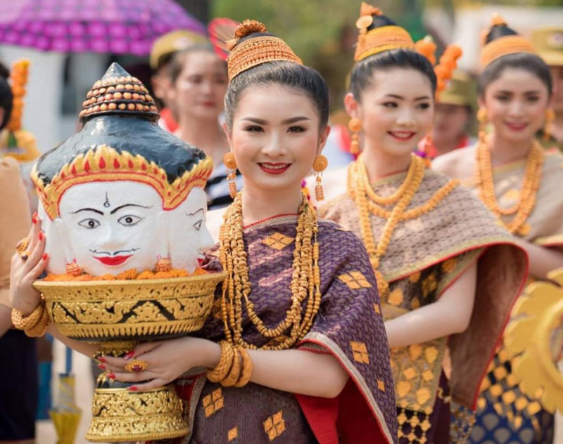 at the World Heritage site of Luang Prabang, Northern Laos, the Nang Sangkhane (Princess of Spring) procession took place.