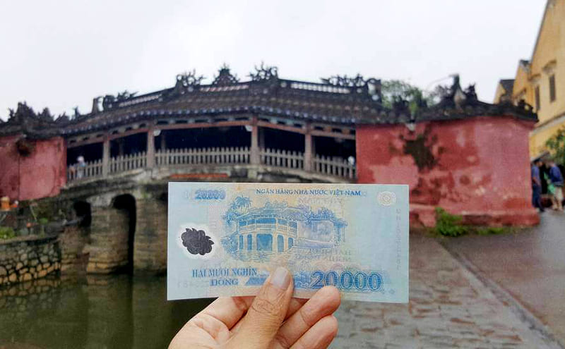 The image of the Japanese bridge is on the back of the 20,000 VND note from Vietnam