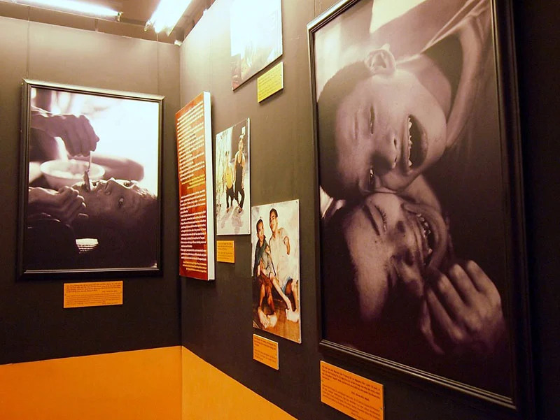 The exhibition of moving photos on the victims of orange toxic at the War Remnants Museum