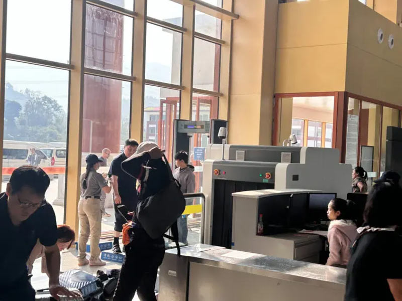 the security screening area in Laos