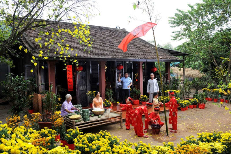 Vietnamese preparing for traditional Tet