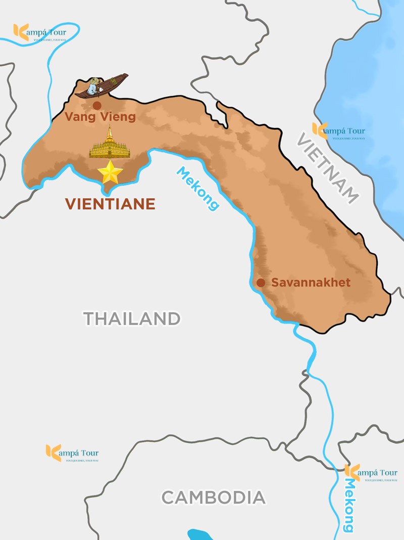 Laos tourist map