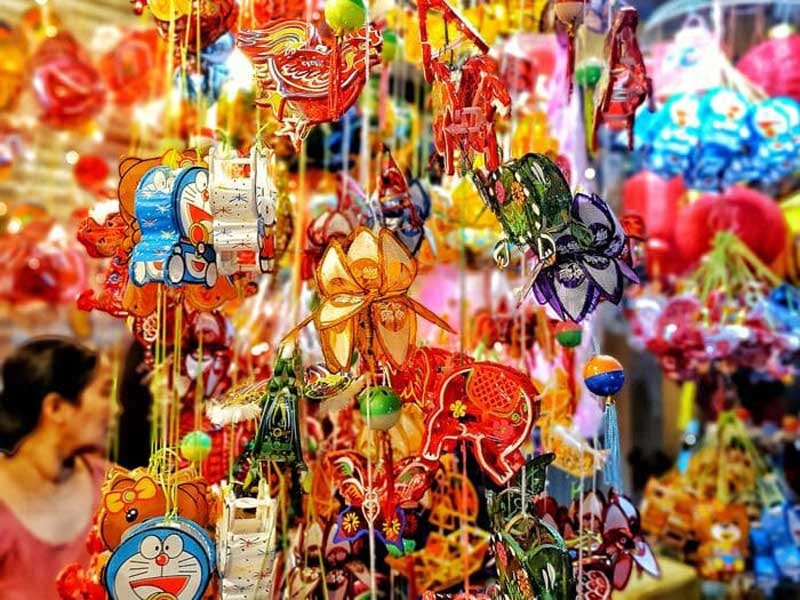 Colorful lanterns in mid autumn festivals