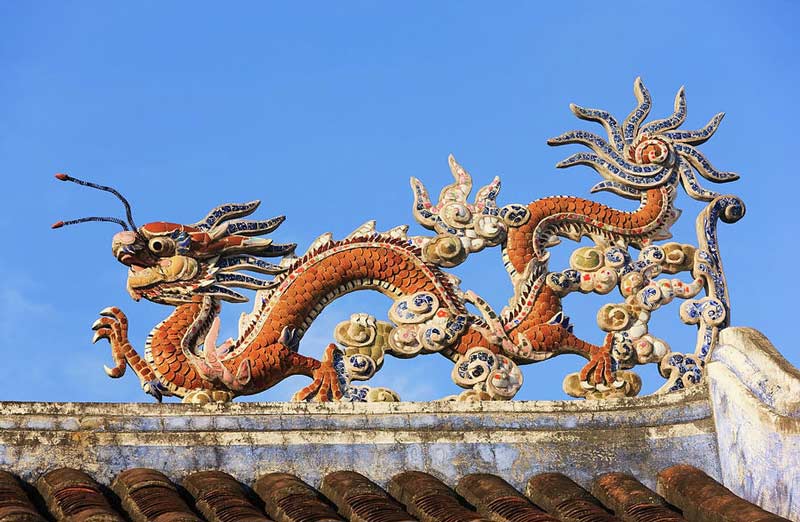 Dragon Detail On Temple Roof