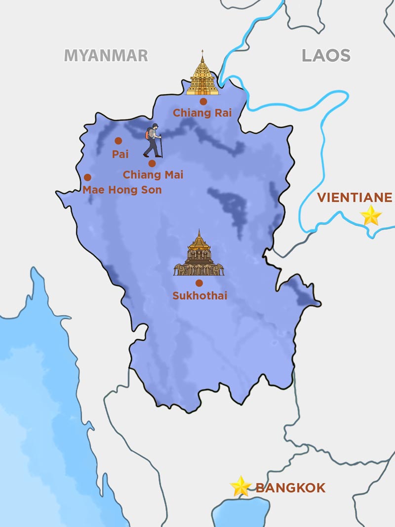 The Map of Northern Thailand