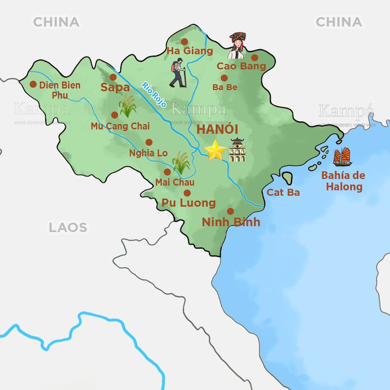 mapa norte vietnam