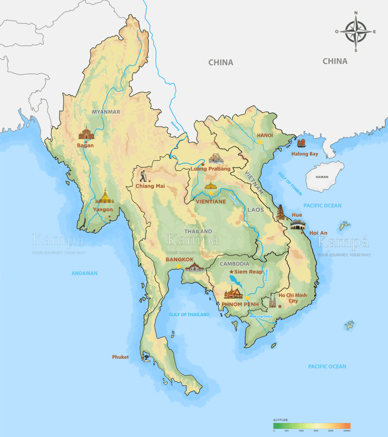 map of Vietnam and Thailand