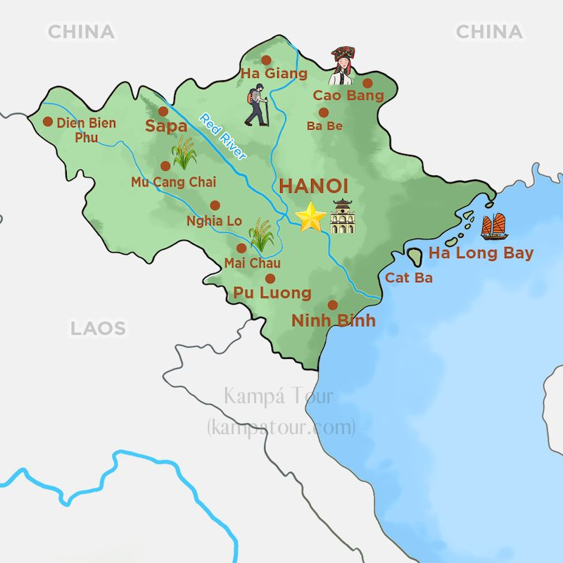 Map of the north of Vietnam