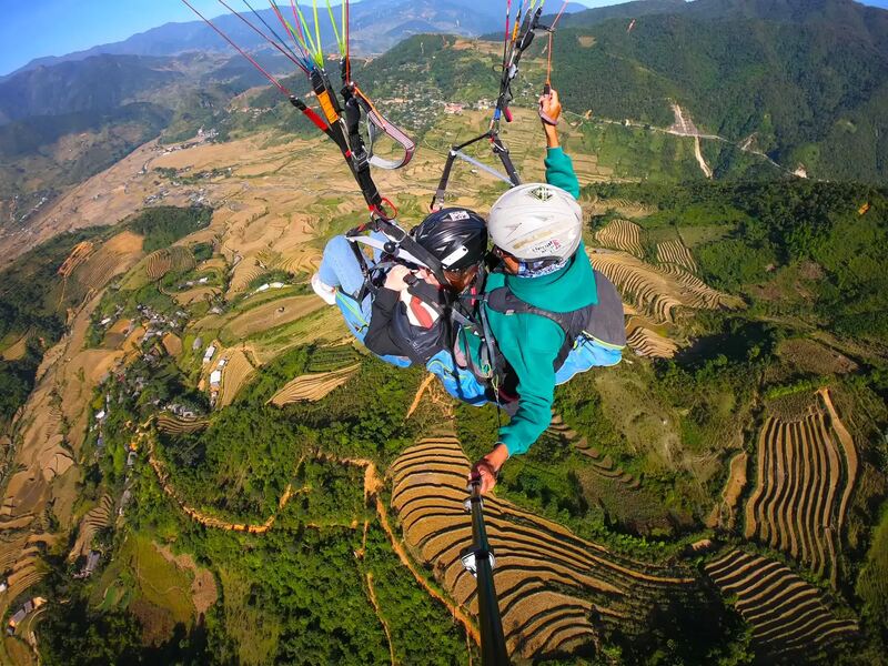 Mu Cang Chai is an excellent destination for paragliding over spectacular rice terraces.