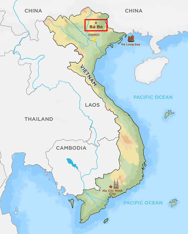 Lake Ba Be is in the north of Vietnam