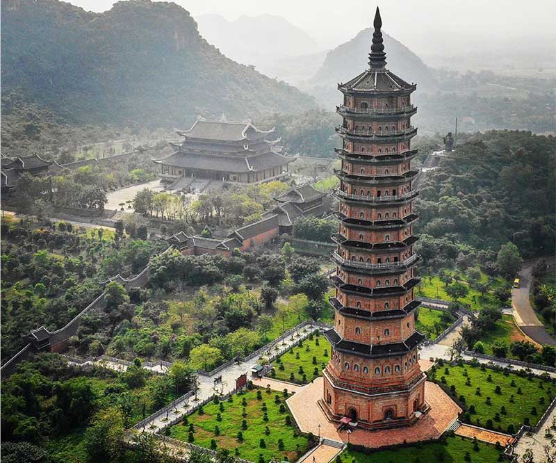 Bai Dinh Pagoda and Xa Loi Tower from above