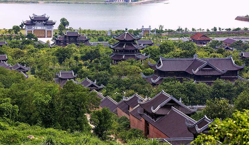 The complex is located on Mount Dinh, a limestone mountain covered in lush vegetation