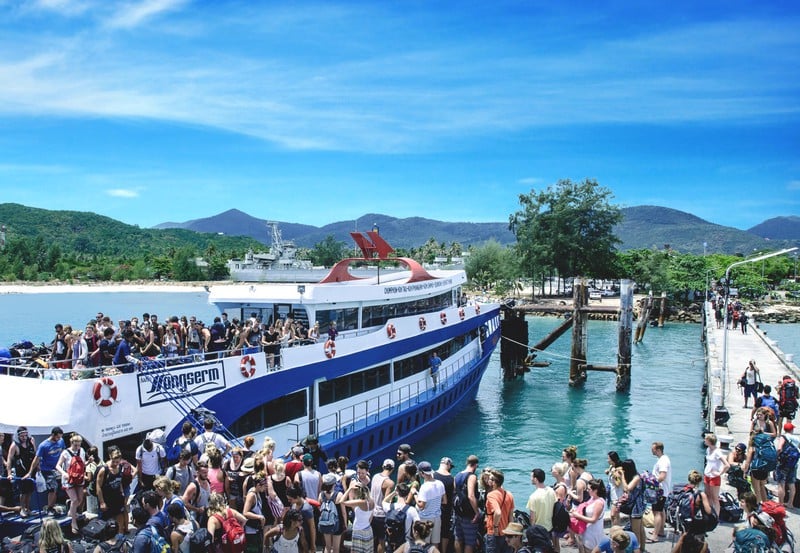 Donsak ferry port, bustling with visitors