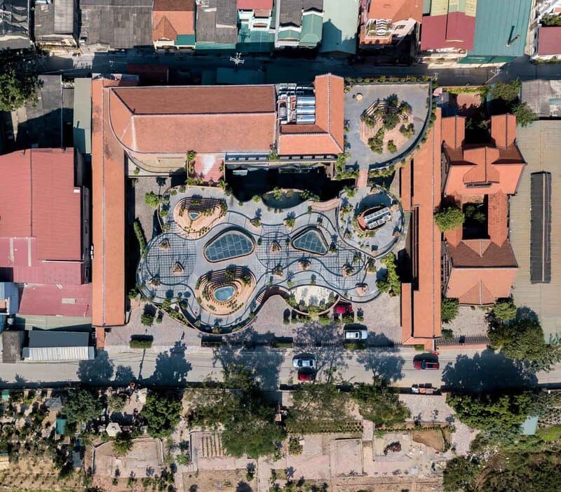 Panorama of Bat Trang pottery village seen from above