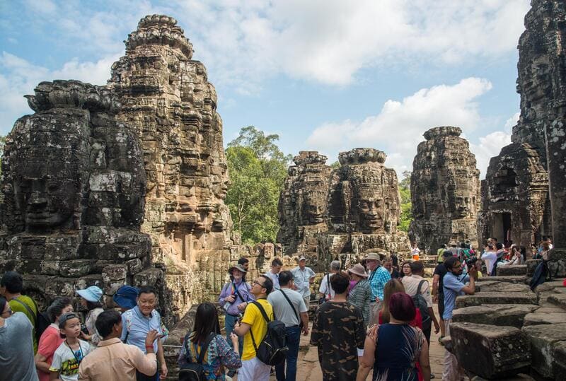 Bayon Temple attracts a large amount of tourists every year