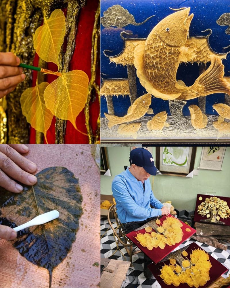 Visit the workshop at Bo De Tay Phuong (1 Dao Duy Tu, Ninh Binh) to experience the Zen atmosphere, witness the creative process, and take home Bodhi leaves as souvenirs.