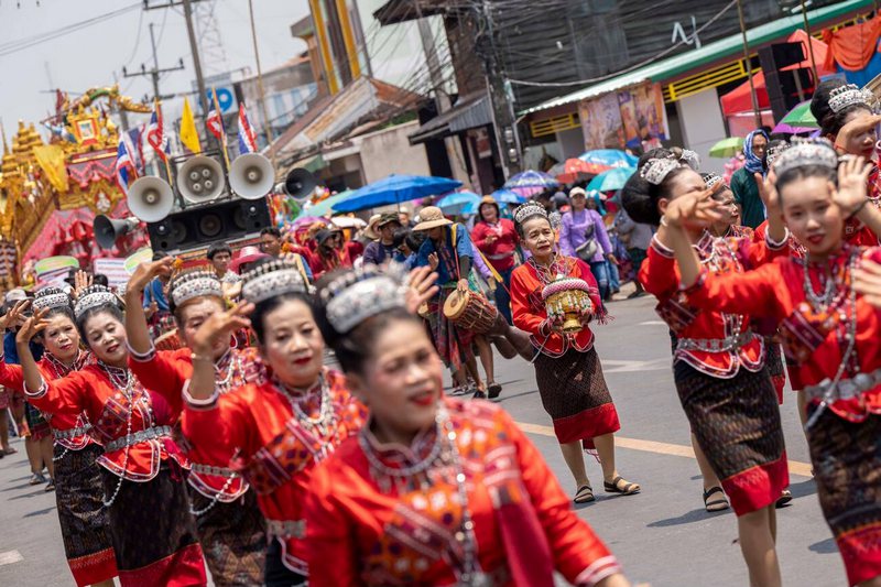 Traditional dancing in the Bun Bang Fai Rocket Festival.