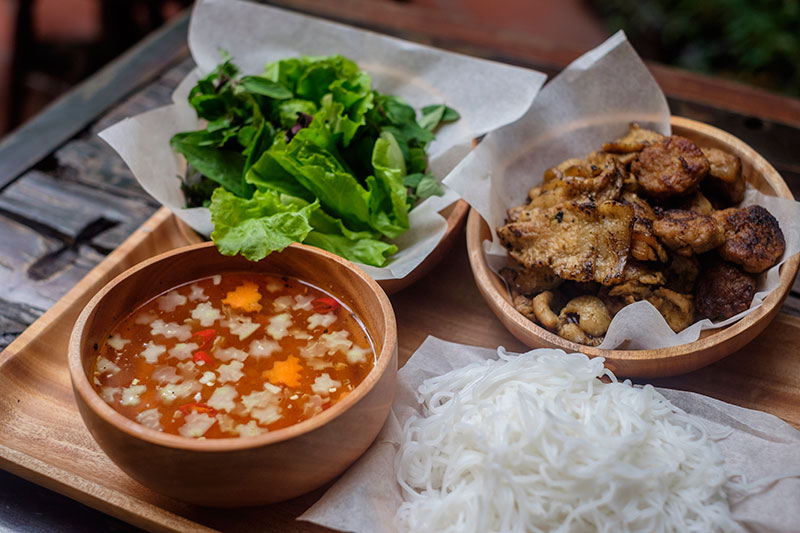 "Bun cha", literally "grilled pork noodles", is a characteristic dish of Hanoi- Source: Gia Thien Nguyen