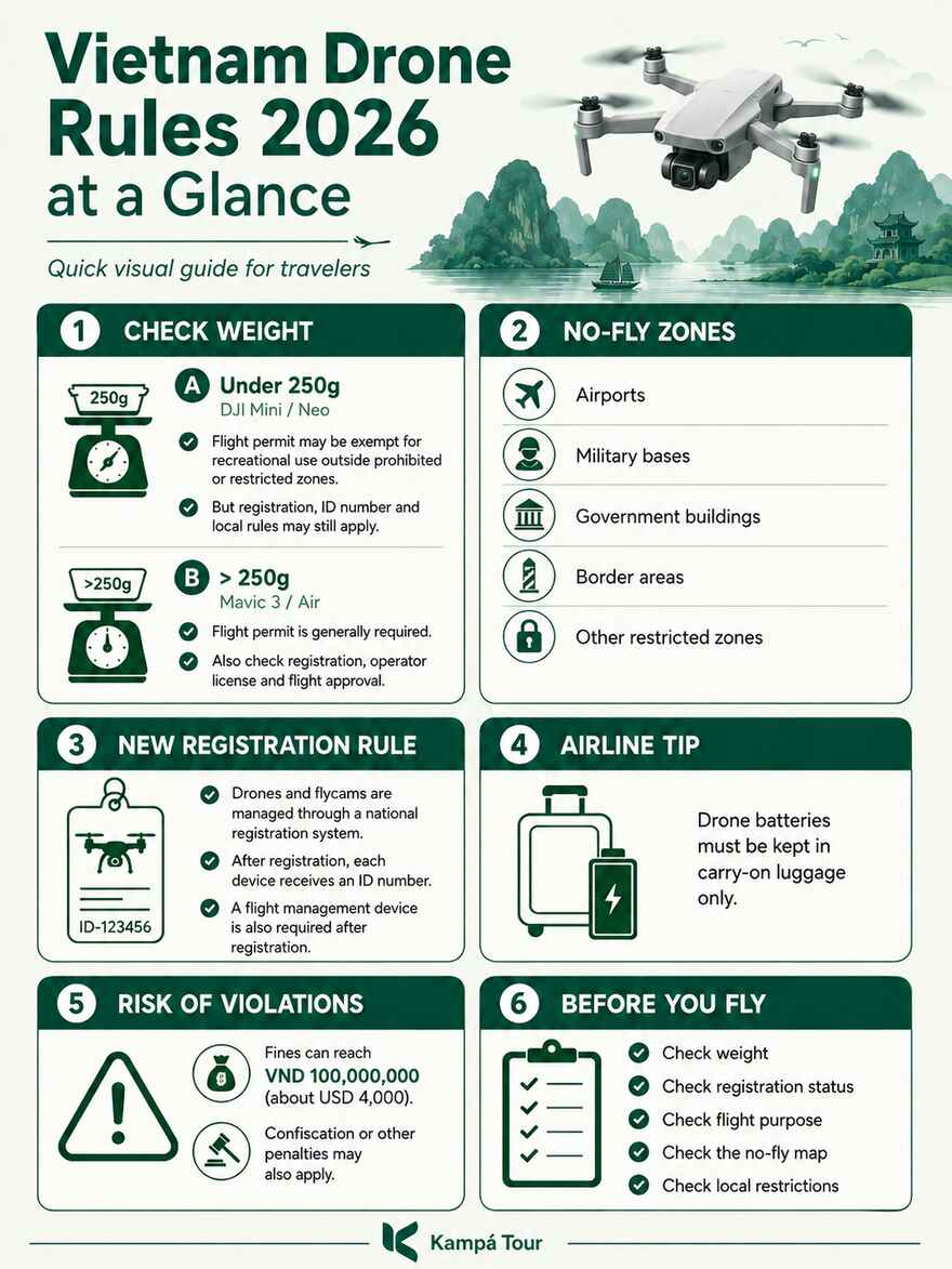 Infographic of Vietnam Drone Rules 2026 (summary version)