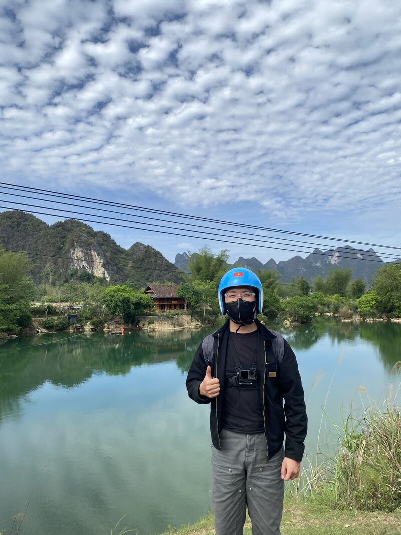 A quick check-in photo of me at Phong Nam valley Cao Bang