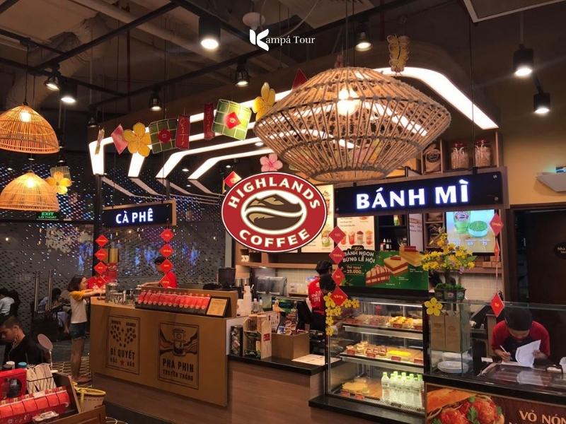 Air-conditioned seating in a Highlands Coffee branch in Saigon