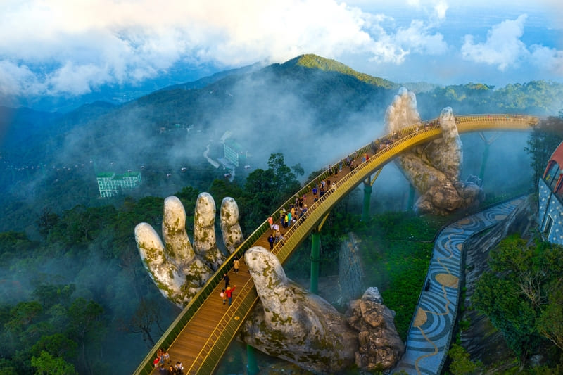 Bridge of the Hands or Golden Bridge in Bana Hills, Da Nang