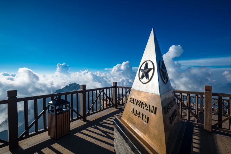 The summit of Vietnam's Mount Fansipan with the altitude of 3,147 meters