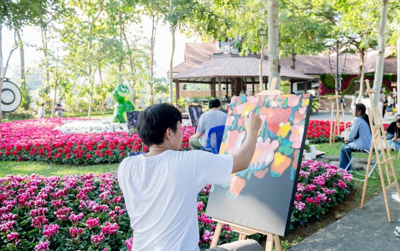 Many participants come to paint during this colorful celebration