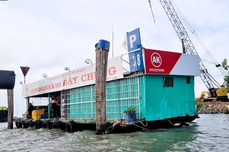 Fuel station in the middle of the waterscape