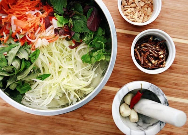 frutas de camboya - ensalada de papaya