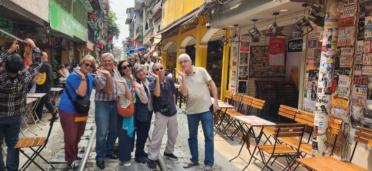 our travellers at hanoi train street