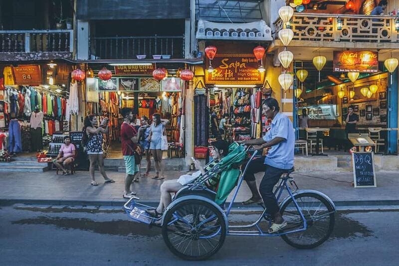 The Hoi An's street lined with clothing stores