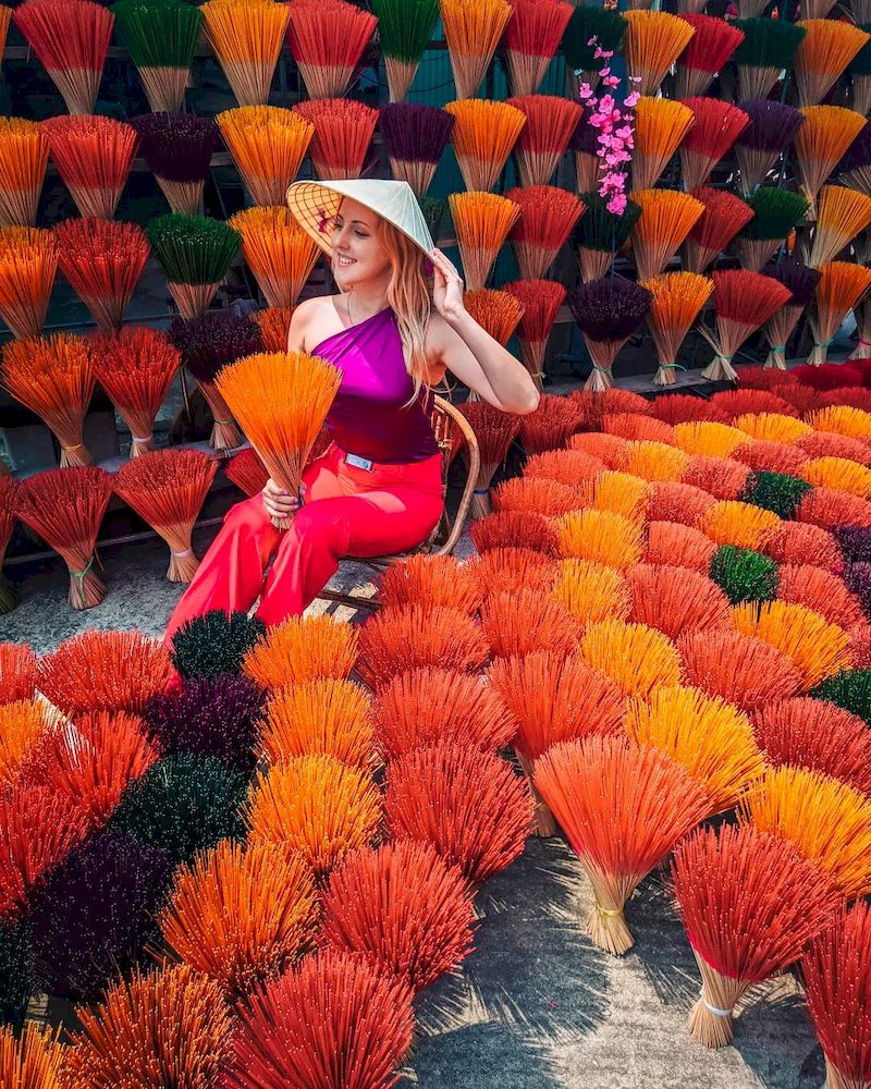 A visitor in the incense village of Hue, central Vietnam