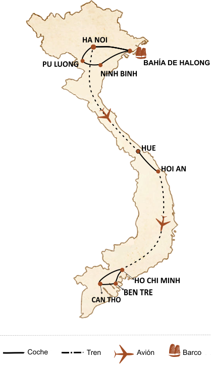Mapa del viaje al Norte 