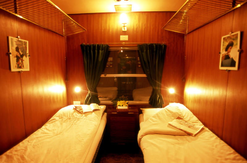 The interior of a train cabin from Hanoi to Lao Cai