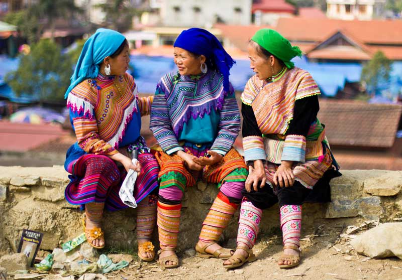 Mountain Ethnic Groups: Hmong and Dao Women in Traditional Costumes