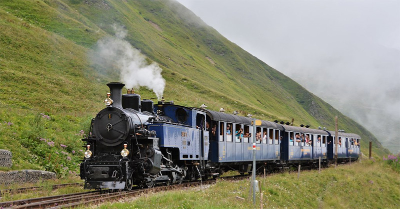 The steam locomotive returned to its homeland and steamed again in 1993 on the Alps - Source: The STB