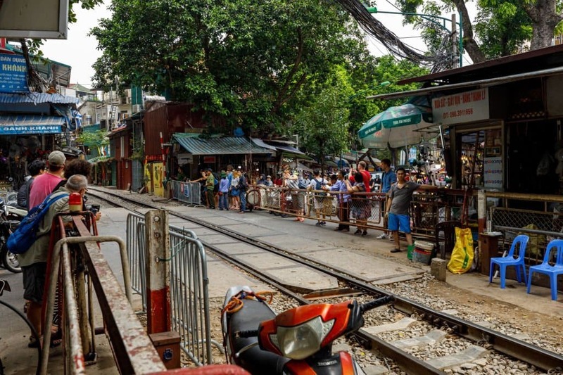The entrance to Train Street is located at the intersection of Tran Phu Street and Phung Hung Street.