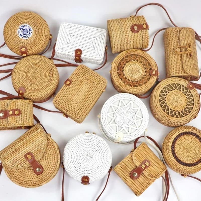 Rattan bags and purses