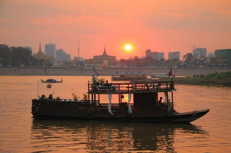The Mekong River at sunset