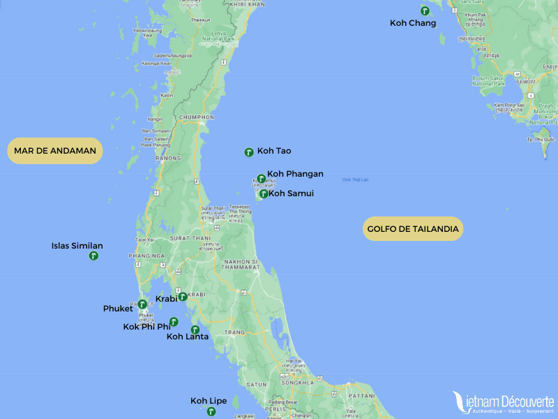 mapa de islas de tailandia