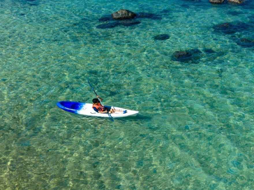 Kayaking on Whale Island in Van Phong Bay