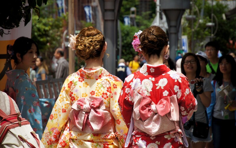 In the first days of the year, the streets fill with brightly colored kimonos