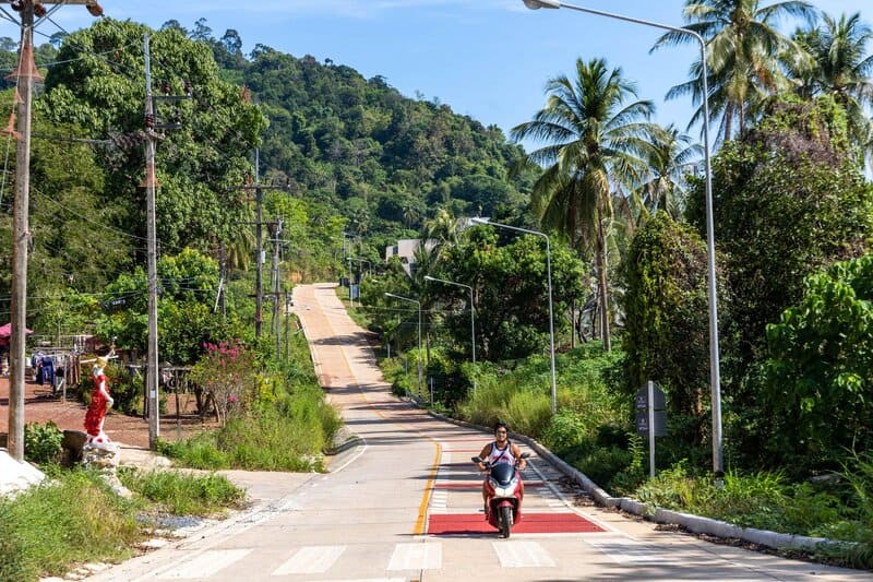 Exploring the island by scooter