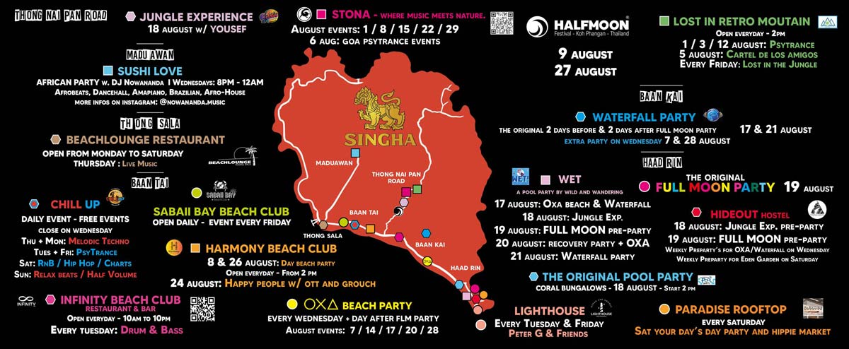 koh phangan party map