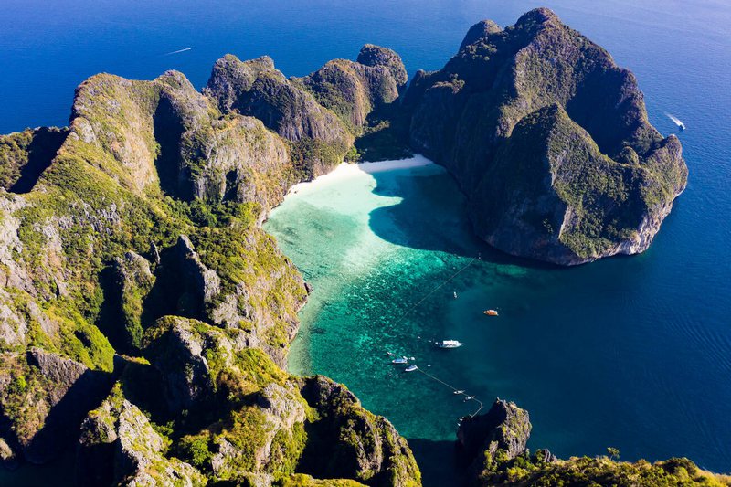 Aerial view of the picturesque islands of Koh Phi Phi