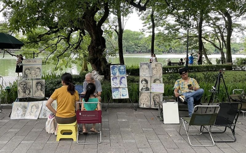lago hoan kiem - retratos o dibujos a mano alzada