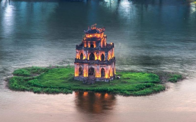lago hoan kiem - torre de tortuga