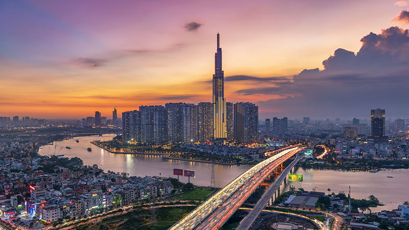 Ho Chi Minh City, a dynamic city where skyscrapers dominate the urban landscape