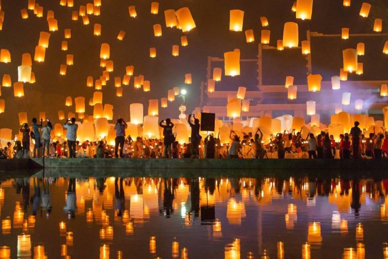 Thousands of lanterns illuminating the sky